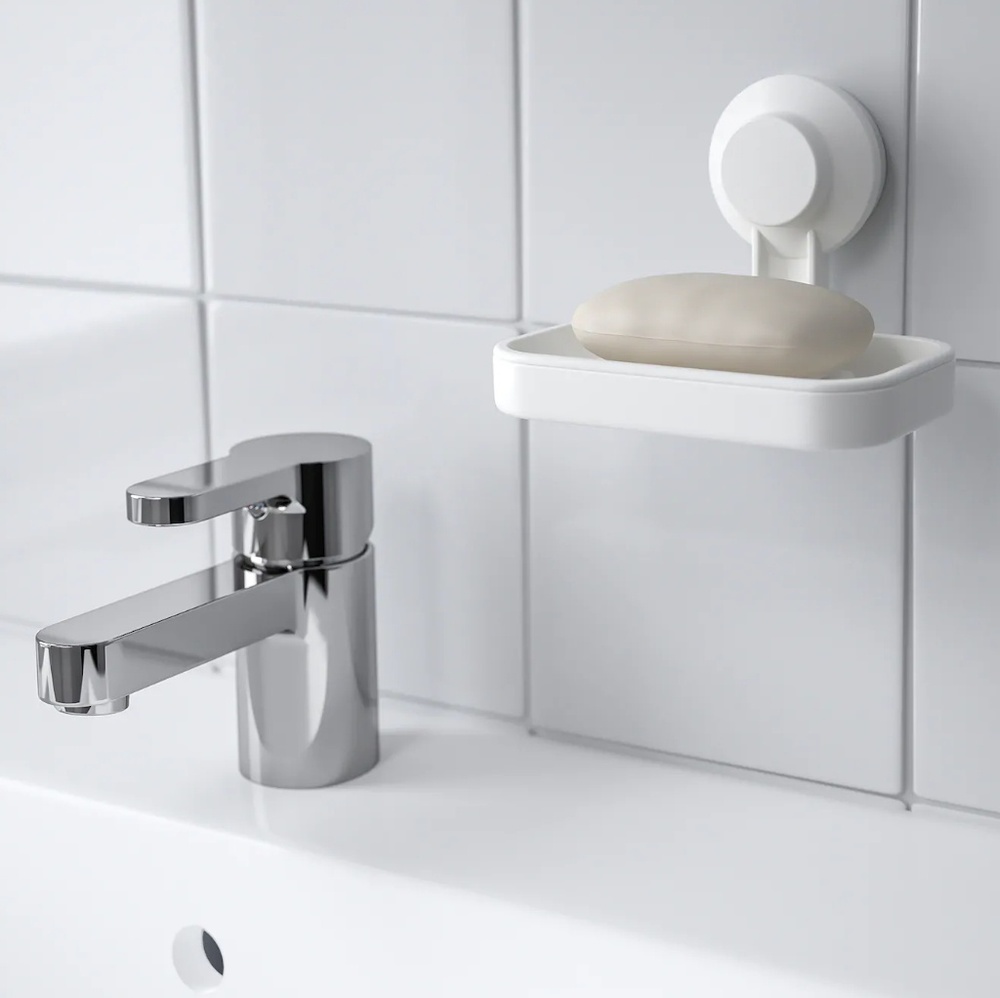 NWT IKEA Stugvik Tisken White Soap Dish w Suction